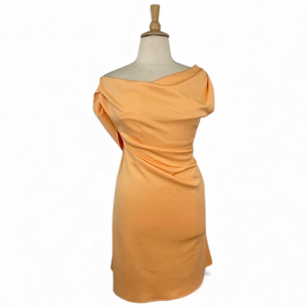 ASOS Asymmetrical Dress Women’s 12‎ Peach Draped Sleeveless Sheath Orange